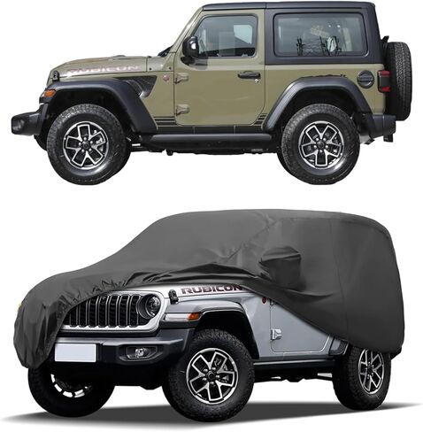 غطاء سيارة Fit FIndoor بديل لسيارة Jeep Wrangler 4 Door 2006-2025 JK JL، غطاء سيارة داخلي فاخر قابل للتمدد مخصص لمقاومة الغبار، المرآب تحت الأرض، عرض السيارة، مناسب للجسم (أسود) in Kuwait