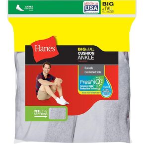 Hanes Ultimate Men's 10-Pack FreshIQ Big & Tall Ankle Socks in Saudi Arabia
