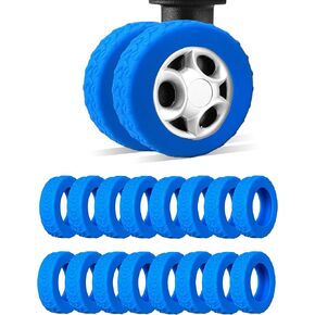 8-Pack Luggage Wheel Covers, Luggage Wheel Protector Covers for 2-2.4 inchs Wheels Suitcases，Anti-Scratch & Noise Reduction Design, Silicone MaterialDurable Travel Case Accessories (Blue) (16, black) in Saudi Arabia