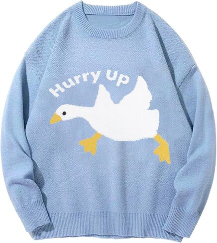 Yimoon Mens Oversized Graphic Sweater Unisex Long Sleeve Knit Vintage Pullover Y2K Aesthetic Jumper Tops in Saudi Arabia