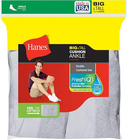 جوارب للكاحل كبيرة وطويلة للرجال 10 قطع من Hanes Ultimate in Saudi Arabia