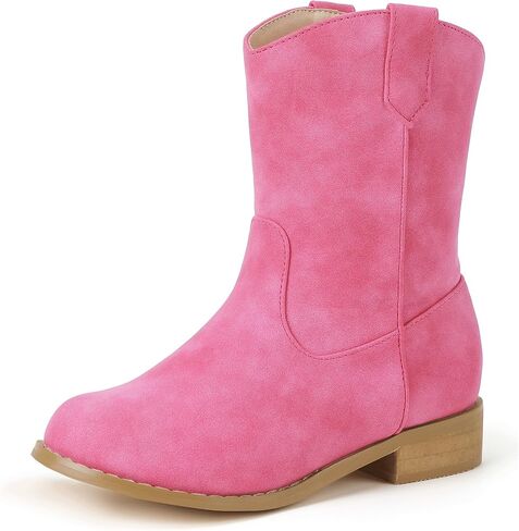 Hehainom Girls Cowgirl Boots Mid Calf Western Boys Cowboy Boot Toddler Little Big Kids Round Toe Riding Shoes Booties in Saudi Arabia