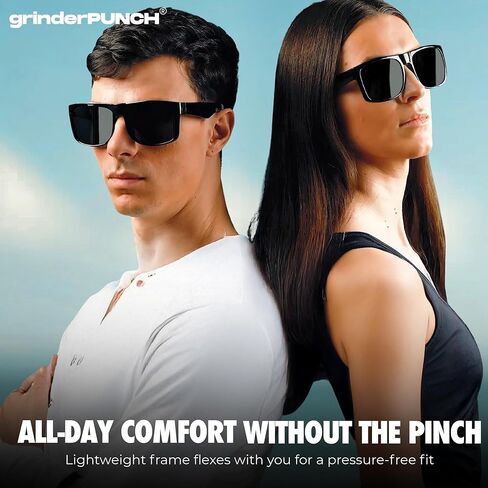 grinderPUNCH XL Men's Big Wide Frame Black Sunglasses - Extra Large Square 148mm in Saudi Arabia