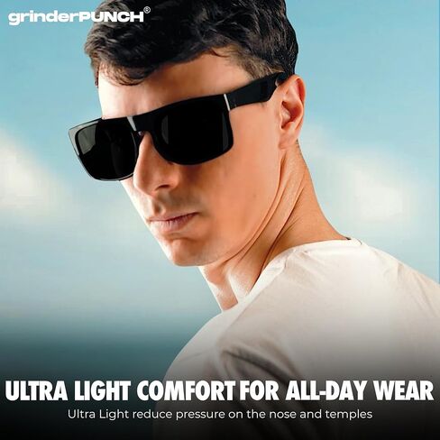 grinderPUNCH XL Men's Big Wide Frame Black Sunglasses - Extra Large Square 148mm in Saudi Arabia