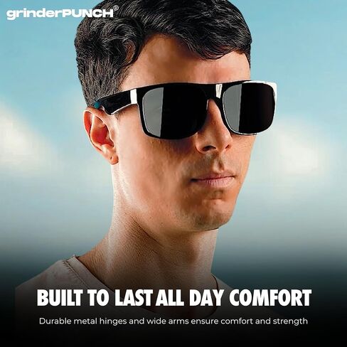 grinderPUNCH XL Men's Big Wide Frame Black Sunglasses - Extra Large Square 148mm in Saudi Arabia