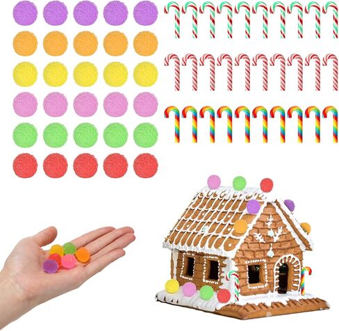 Giegxin 60 Pcs Christmas Fake Candy Mini Christmas Candy Cane Gumdrops Decor Colorful Fake Gumdrops Spice Drops Ornaments for DIY Craft Xmas Tree Hanging Party Decoration(Gummy) in Saudi Arabia