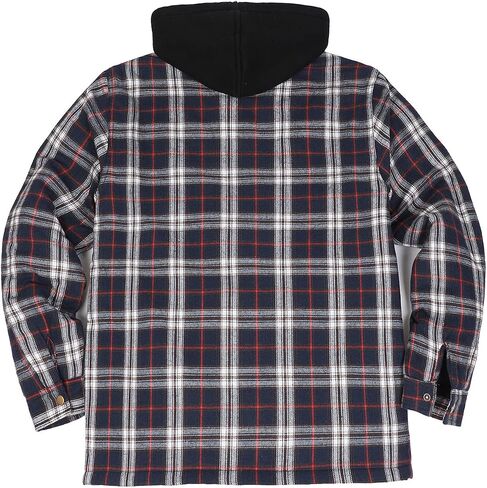ZENTHACE Men's Thicken Plaid Hooded Flannel Shirt Jacket with Quilted Lined,Zipper&Snap in Kuwait