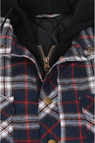 ZENTHACE Men's Thicken Plaid Hooded Flannel Shirt Jacket with Quilted Lined,Zipper&Snap in Kuwait