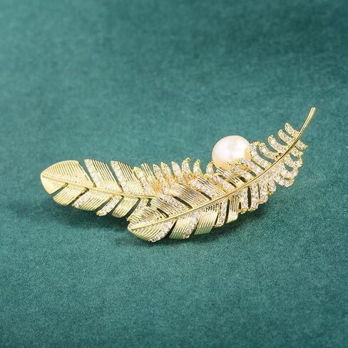 الذهب ورقة بروش دبابيس للنساء كريستال مكعب زركونيا المياه العذبة اللؤلؤ التلبيب دبابيس التبعي البدلة البلوزات Broche فساتين السترات المعاطف زي الزفاف حفلة عيد ميلاد مجوهرات السيدات الهدايا in Kuwait