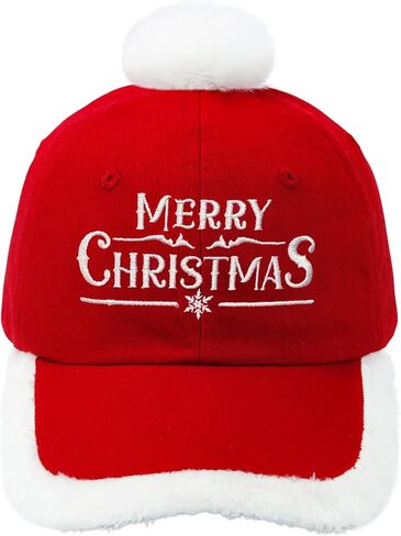 قبعات عيد الميلاد المجيد للرجال والنساء، قبعة سانتا حمراء قابلة للتعديل للجنسين مع كرة قطيفة in Kuwait
