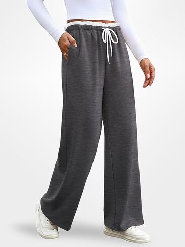 Anbech بنطال رياضي واسع الساق للنساء 2025 منخفض الارتفاع برباط فضفاض بنطال رياضي غير رسمي بنطلون طويل للركض مع جيوب in Kuwait