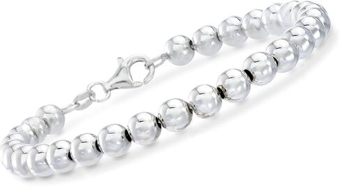Ross-Simons Italian 6mm Sterling Silver Bead Bracelet With Personalized Disc Charm in Saudi Arabia