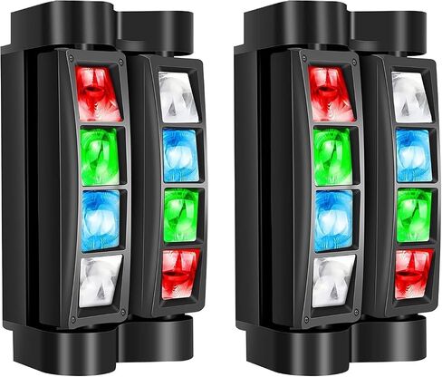 بيتوبر مصباح دي جيه براس متحرك، اضواء مسرح للحفلات، ضوء شعاع عنكبوت LED RGBW 8×10 واط، يعمل بالصوت وضوء دي ام اكس للحفلات الكرنفالية وحفلات الزفاف والنادي والديسكو والدي جيه (عبوتان) in Kuwait