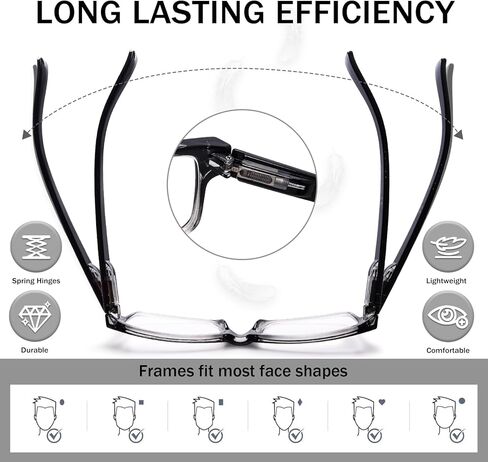 نظارات القراءة SIGVAN المكونة من 5 قطع للرجال بإطارات سوداء تقليدية للرجال مع مفصلات زنبركية in Kuwait