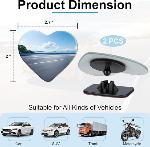 Blind Spot Mirrors 2 Pack, Frameless Side Mirror Blindspot Convex HD Glass Car Accessories, Side View Mirror Blindspot with Wide Angle Adjustable Stick for Car SUV and Trucks in Saudi Arabia