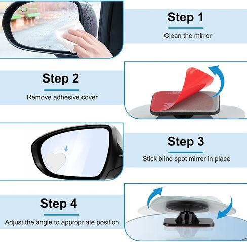 Blind Spot Mirrors 2 Pack, Frameless Side Mirror Blindspot Convex HD Glass Car Accessories, Side View Mirror Blindspot with Wide Angle Adjustable Stick for Car SUV and Trucks in Saudi Arabia
