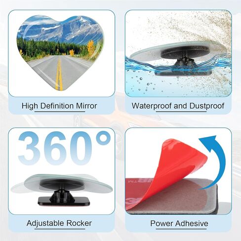 Blind Spot Mirrors 2 Pack, Frameless Side Mirror Blindspot Convex HD Glass Car Accessories, Side View Mirror Blindspot with Wide Angle Adjustable Stick for Car SUV and Trucks in Saudi Arabia