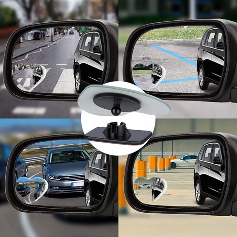 Blind Spot Mirrors 2 Pack, Frameless Side Mirror Blindspot Convex HD Glass Car Accessories, Side View Mirror Blindspot with Wide Angle Adjustable Stick for Car SUV and Trucks in Saudi Arabia