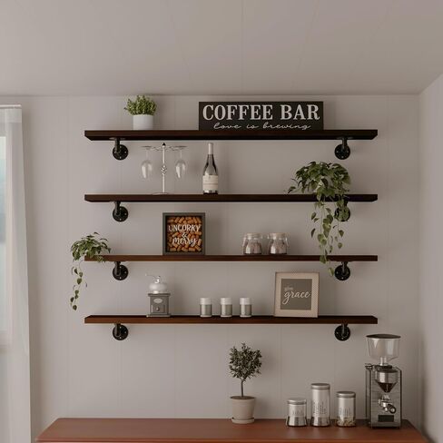 Industrial Pipe Shelving Shelf,Wall Shelves Wood Shelf:Kitchen Shelves, 72 Inches Wood Long Floating Shelves for Wall Farmhouse Pipe Book Shelves Orange for Decor and Bar Shelving in Saudi Arabia