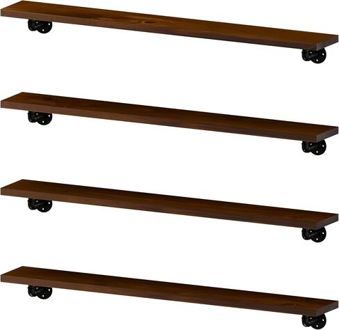 Industrial Pipe Shelving Shelf,Wall Shelves Wood Shelf:Kitchen Shelves, 72 Inches Wood Long Floating Shelves for Wall Farmhouse Pipe Book Shelves Orange for Decor and Bar Shelving in Saudi Arabia