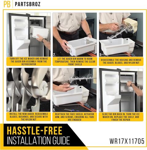 WR17X11705 موزع صانع الثلج من PartsBroz - أجزاء ثلاجة Hotpoint المتوافقة مع GE - يستبدل AP3672963 EA964350 PS964350 - جزء الثلاجة DIY مدى الحياة - سهل التركيب in Saudi Arabia