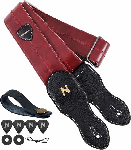 Nefelibata Guitar Strap with Pick Pocket, 2.3 inch Leather Snakeskin Pattern Guitar Straps, 60s Vintage Style in Saudi Arabia