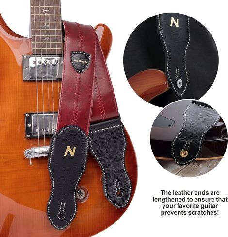 Nefelibata Guitar Strap with Pick Pocket, 2.3 inch Leather Snakeskin Pattern Guitar Straps, 60s Vintage Style in Saudi Arabia