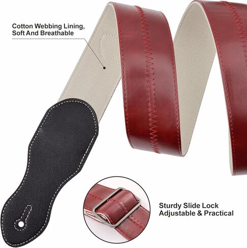 Nefelibata Guitar Strap with Pick Pocket, 2.3 inch Leather Snakeskin Pattern Guitar Straps, 60s Vintage Style in Saudi Arabia