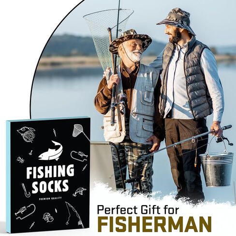 VICRAZY Fishing Gifts For Men - Comfy Socks With Fly Fishing Accessories Design, Birthday Gift For Men, Great Gifts For Dad, Cool, And Unique Present For Dads, Fun For Any Occasion in Saudi Arabia