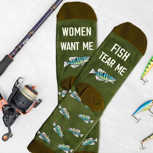VICRAZY Fishing Gifts For Men - Comfy Socks With Fly Fishing Accessories Design, Birthday Gift For Men, Great Gifts For Dad, Cool, And Unique Present For Dads, Fun For Any Occasion in Saudi Arabia