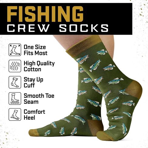 VICRAZY Fishing Gifts For Men - Comfy Socks With Fly Fishing Accessories Design, Birthday Gift For Men, Great Gifts For Dad, Cool, And Unique Present For Dads, Fun For Any Occasion in Saudi Arabia