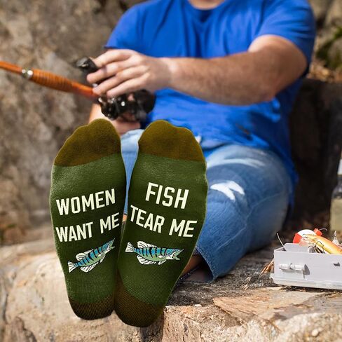 VICRAZY Fishing Gifts For Men - Comfy Socks With Fly Fishing Accessories Design, Birthday Gift For Men, Great Gifts For Dad, Cool, And Unique Present For Dads, Fun For Any Occasion in Saudi Arabia