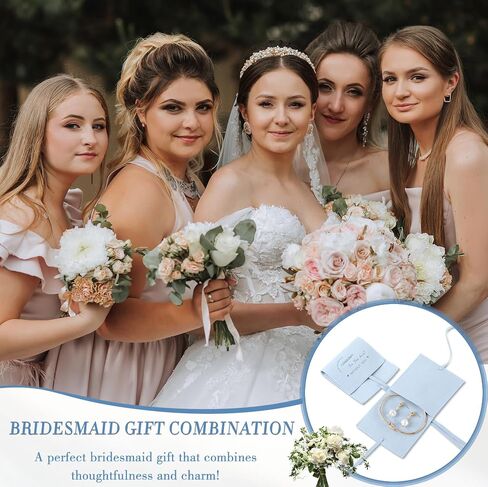 Quelay 24 Pcs Bridesmaid Pearl Jewelry Set of 8 Bridesmaid Bracelet Earrings Jewelry Gift Pouch with Bow Tie I Couldn't Tie The Knot Without You Wedding Bride Shower Supplies in Saudi Arabia