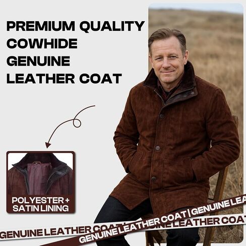 Flesh & Hide F&H Men's Sheriff Walt Longmire Robert Taylor Genuine Leather Coat in Saudi Arabia