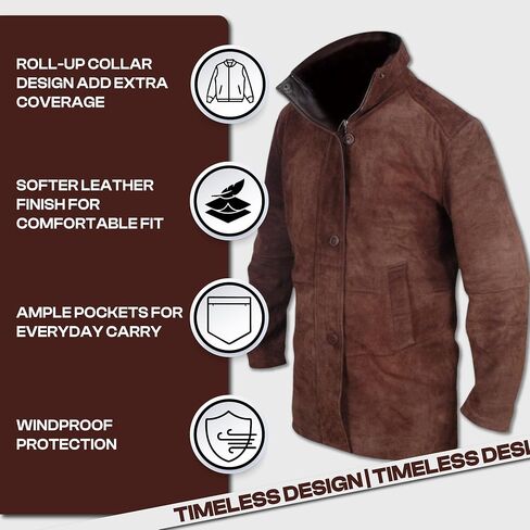Flesh & Hide F&H Men's Sheriff Walt Longmire Robert Taylor Genuine Leather Coat in Saudi Arabia