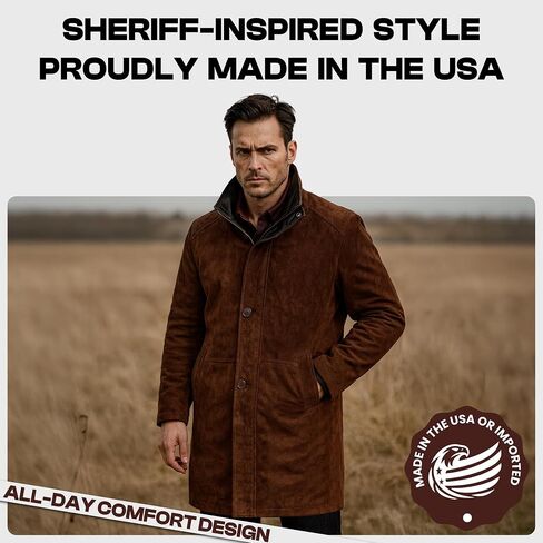 Flesh & Hide F&H Men's Sheriff Walt Longmire Robert Taylor Genuine Leather Coat in Saudi Arabia