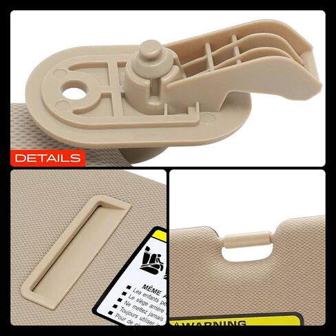 A-Premium Driver Left & Passenger Right Side Sun Visor Compatible with Hyundai Elantra 2011 2012 2013 2014 2015 - Without Vanity Light, with Vanity Mirror, Beige - Replaces 852103X000TX in Saudi Arabia