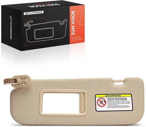 A-Premium Driver Left & Passenger Right Side Sun Visor Compatible with Hyundai Elantra 2011 2012 2013 2014 2015 - Without Vanity Light, with Vanity Mirror, Beige - Replaces 852103X000TX in Saudi Arabia