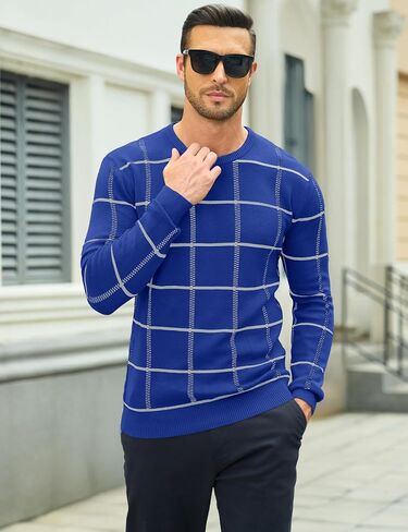 MAGCOMSEN Men's Sweaters Crewneck Casual Striped Pullover Warm Fall Winter Pullover in Kuwait