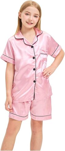 Sohcue Girls Pajamas يضع حريرًا ناعمًا قصيرًا لأكمام النوم. in Saudi Arabia