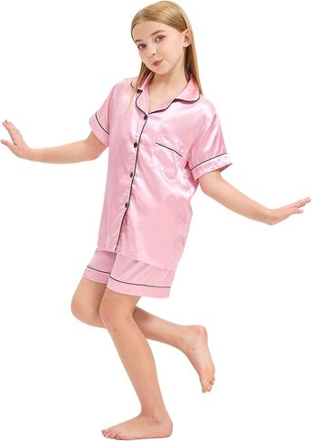 Sohcue Girls Pajamas يضع حريرًا ناعمًا قصيرًا لأكمام النوم. in Saudi Arabia