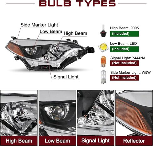 مجموعة المصابيح الأمامية JSBoyat لعام 2014 2015 2015 Toyota Corolla Base/CE/C/LE ECO/LE/L/S Plus/S/Sedan 4-DOOR LED SDEAR و SARPANGER in Kuwait