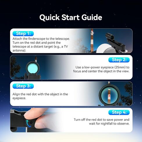 SVBONY Red Dot Finderscope, Star Pointer Compatible for Celestron 80EQ 80DX 90DX SE SLT Astronomical Telescopes, Astronomical Telescope Accessories with Slide-in Bracket in Saudi Arabia