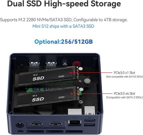 Beelink MINI S13 Mini PC with N150 Processor, 16G DDR4 500G SSD W11 Home | WiFi6+BT5.2+Dual 2.5G LAN Business Mini Computer, Win11 Home Small PC for Daily Work/HTPC/Home Server Micro PC in Kuwait