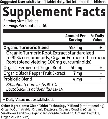 Garden of Life Organics Extra Strength Turmeric Inflammatory Response 120 Tablets-100Mg Curcumin (95% Curcuminoids) Black Pepper, Probiotics, Organic Non-GMO Vegan Gluten Free Herbal Supplement in Saudi Arabia