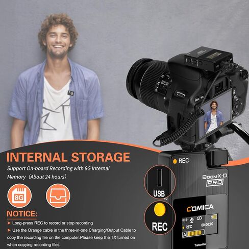 ميكروفون Comica BoomX-D2 PRO اللاسلكي Lavalier، إلغاء الضوضاء، نطاق 328 بوصة، وضع الأمان، مخرج رقمي/تناظري، ميكروفون لاسلكي لأجهزة iPhone وAndroid ومقابلات الكمبيوتر ومدونات الفيديو والبث المباشر in Kuwait