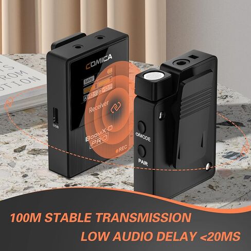 ميكروفون Comica BoomX-D2 PRO اللاسلكي Lavalier، إلغاء الضوضاء، نطاق 328 بوصة، وضع الأمان، مخرج رقمي/تناظري، ميكروفون لاسلكي لأجهزة iPhone وAndroid ومقابلات الكمبيوتر ومدونات الفيديو والبث المباشر in Kuwait