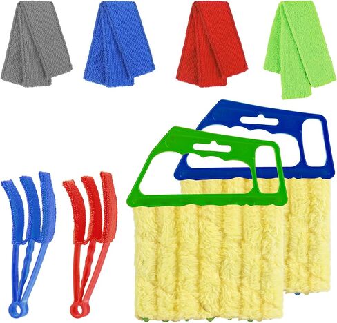 4Pcs Window Venetian Blind Cleaner Duster Tool,Blind Duster for Cleaning,Washable 7Finger Duster Brush Dusting Cleaner Tool for Window Shutters Air Conditioner Vinyl Wood Blinds,with 4 Cloth Cover in Saudi Arabia
