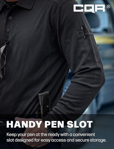 CQR Men's Polo Shirt, Long Sleeve Tactical Shirts, Outdoor UPF 50+ Pique Shirt, Dry Fit Lightweight Golf Shirts in Kuwait