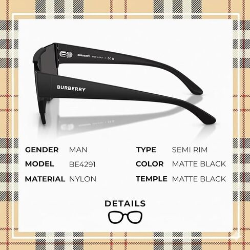 BURBERRY BE4291 Rectangle Shape Nylon Sunglasses with Luxury Eyewear Kit in Saudi Arabia